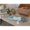 Image 2 : Metal Yard Frog Display 25'' Tall , Antique Brass Light, Case of Empty 