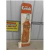 Image 1 : Vintage Orange Crush Metal Sign with Graphics of Bottle 8 1/2'' x 35 1/2''