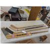 Image 1 : 4 Vintage Hockey Hockey Sticks - 1 Is a Goalie Stick