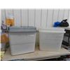 Image 1 : 2 Extra Large Storage Totes 55 Gallon with Lids 