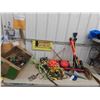 Image 1 : Various Auto Items : Straps, Trouble Light, Jack, Booster Cables, Bundle
