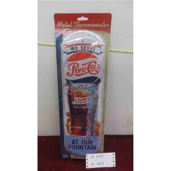 New Old Stock Modern Metal Pepsi Cola Thermometer 5 1/4'' x 17 1/4'' 