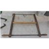 Image 2 : Green Enamel Shade 16'' Diameter , Ice Tongs, Bucksaw, Square