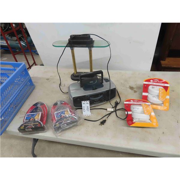 Desk Lamp, CD Player Radio, GE New Audio Cable, New Smoke Alarm