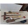 Image 1 : 5 Hand Yard Tools: Axe, Fencing Bar, Spades, Sledge Hammer 