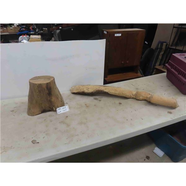 Wood Tree Stump (Looks Like Ladies Bottom Half) , Beaver Chewed