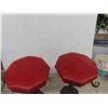 Image 2 : 2 Antqiue Cast Base Swivel Top Café Stools 21 1/2'' H x 12'' 