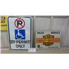 Image 1 : 2 Metal Signs : Harley Davidson 15 1/4'' x 11'' , No Parking 12'' x 18'' 