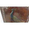 Image 8 : Peacock Painting on Wood Beautifully Carved Frame 29'' x 45'' 