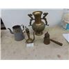 Image 1 : Brass Vase, Pitcher, Graniteware Kettle