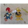 Image 1 : 2 Wood Wall Display Donald Duck & Woody Wood Pecker 12'' Tall 