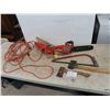 Image 1 : Extension Cords, Electric Chain Saw, 2 Hatchet, Saw