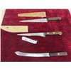 Image 1 : 3 Antique CNR Railway Knives with Wood Handles , Brass Rivets ,