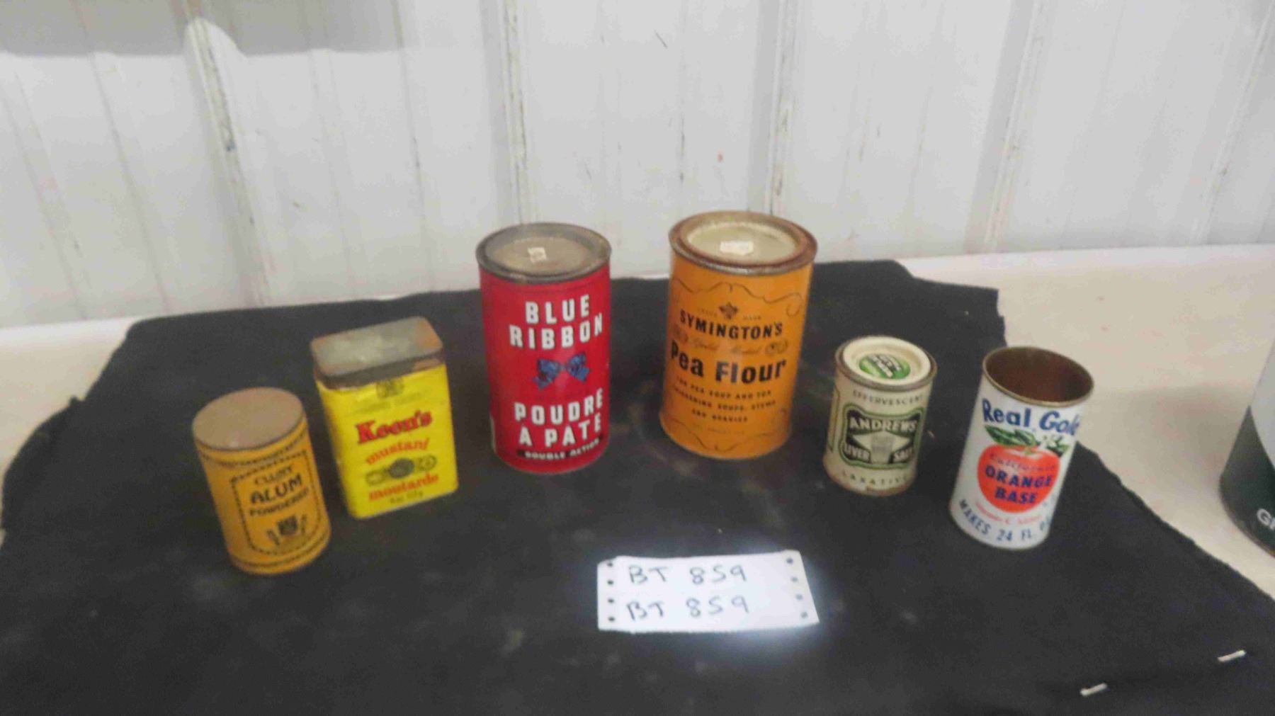 6 Tins : Blue Ribbon, Symingtons Pea Flour, Keens