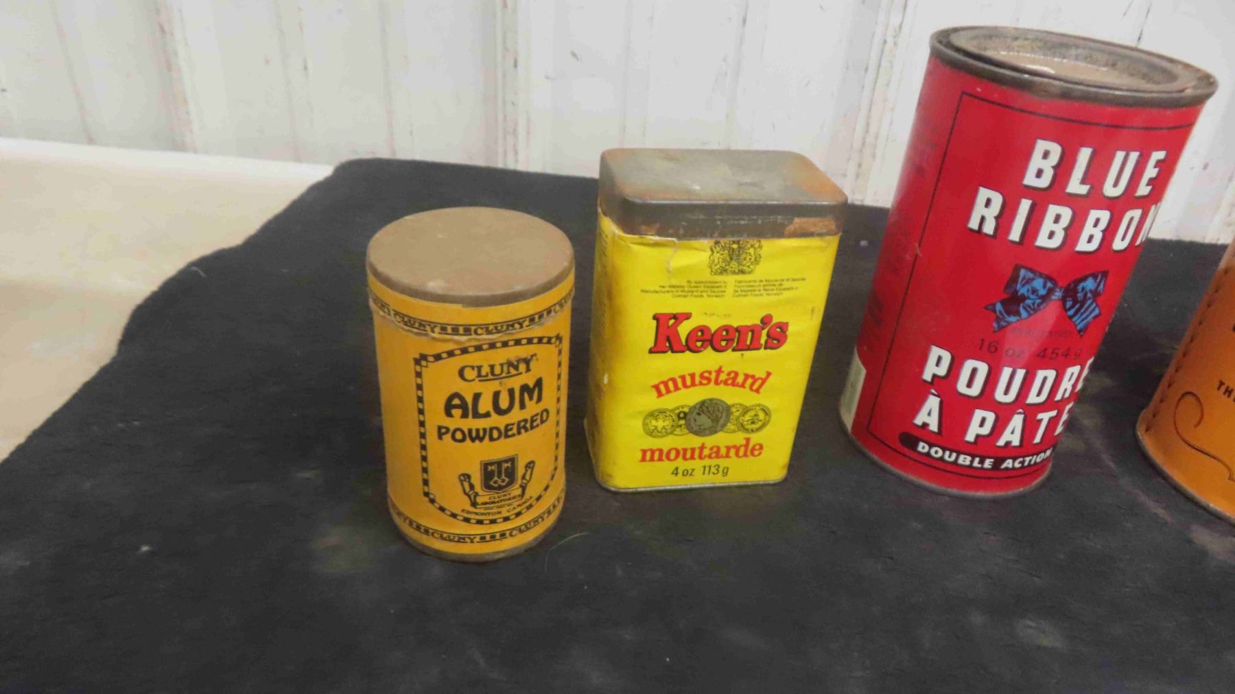 6 Tins : Blue Ribbon, Symingtons Pea Flour, Keens