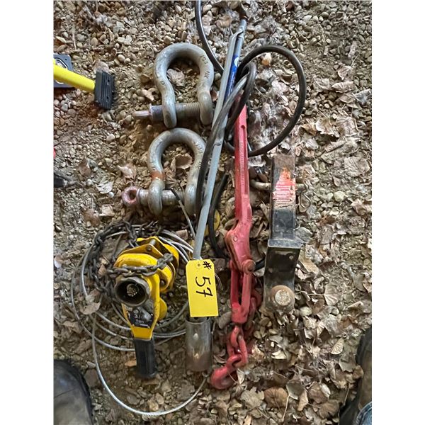 2 Lrg Clevis's, ball hitch, chain boomer, come along