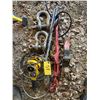 Image 1 : 2 Lrg Clevis's, ball hitch, chain boomer, come along