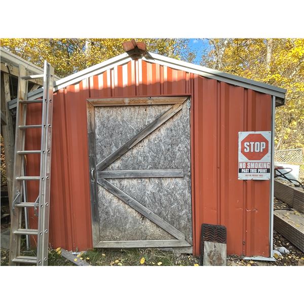 Approx 10ft x 12ft garden shed w/ tin exterior (Not to be Moved Until After Oct 26th, Buyer Responsi