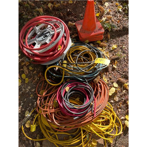 Qty of ext. cords, garden hose, pylons
