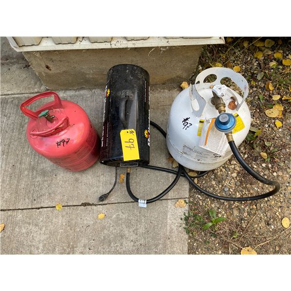 Propane 30-55000 Btu heater c/w tank, helium tank