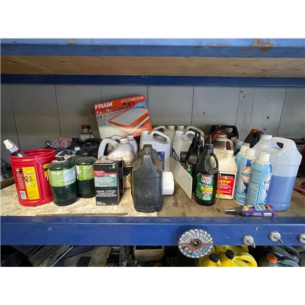 Qty of RV antifreeze, oil, brake clean, propane tanks