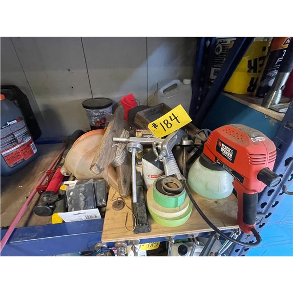 Paint sprayer, tape, oil filters, funnels, rivets, wrenches