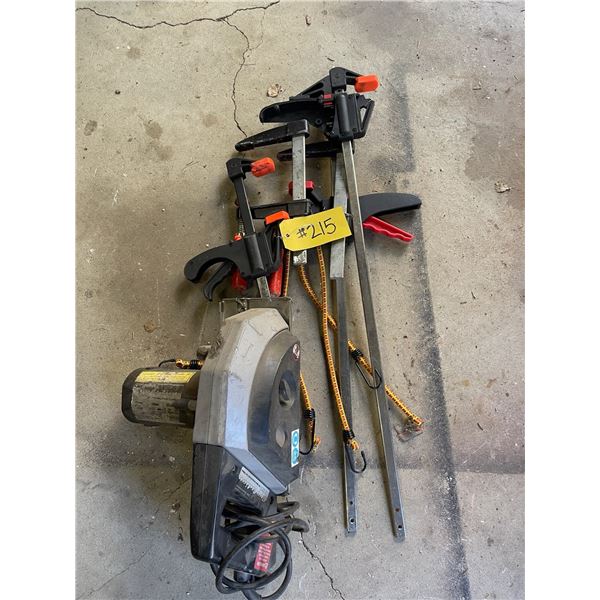 Qty of wood clamps, circular saw
