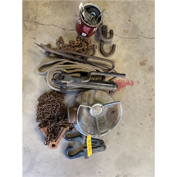 Tow hooks, chains, tow strap, emblems, steering wheel center