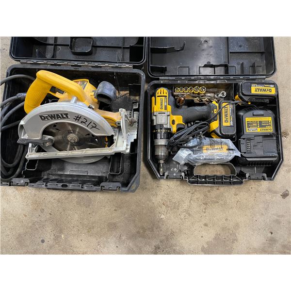 DeWalt 20v drill c/w charges & battery, corded DeWalt circular saw