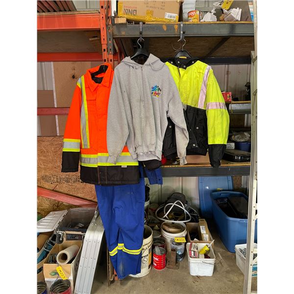 2 Winter coats size XL, hoodie, coveralls