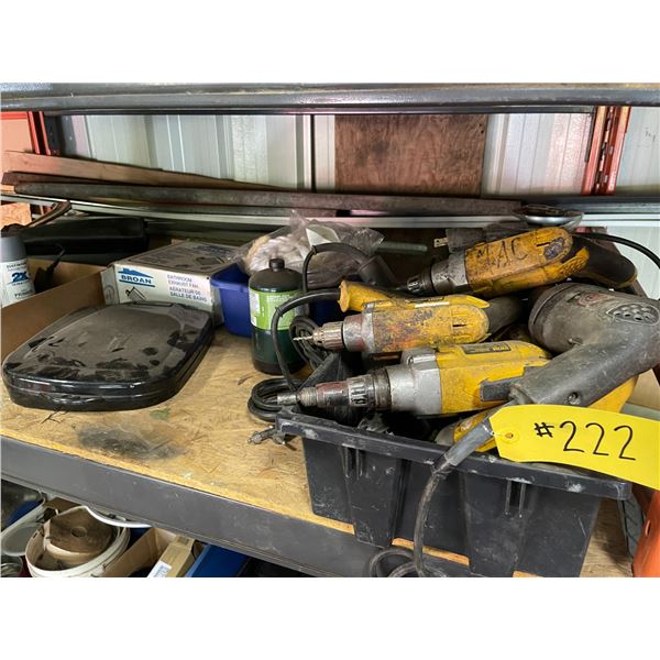 Qty of drills, strap, misc. metal