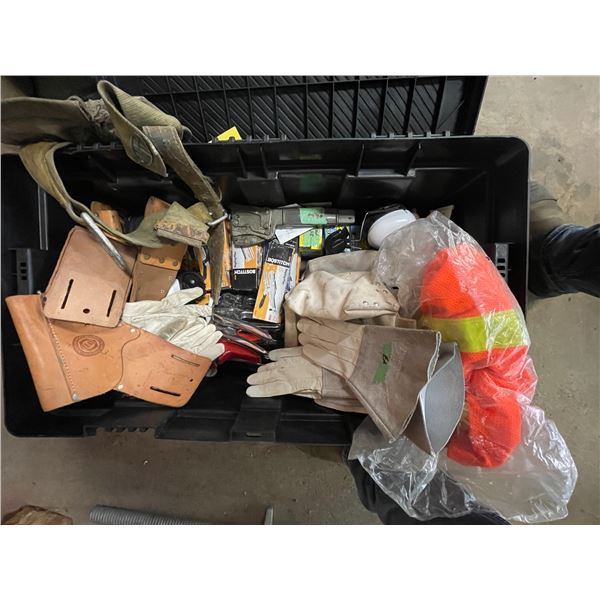 Qty of gloves, tool belts, hard hat, staplers, staples