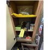 Image 1 : Contents of cabinets, bulbs, stapler, screws, tape measure