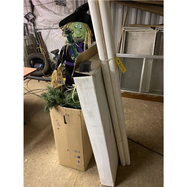 Christmas tree, 2 scarecrows, PVC pipes, foam wedges