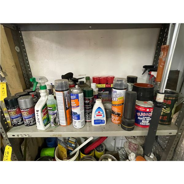 Paint trays, rags, rollers, spray paint, glass cleaner