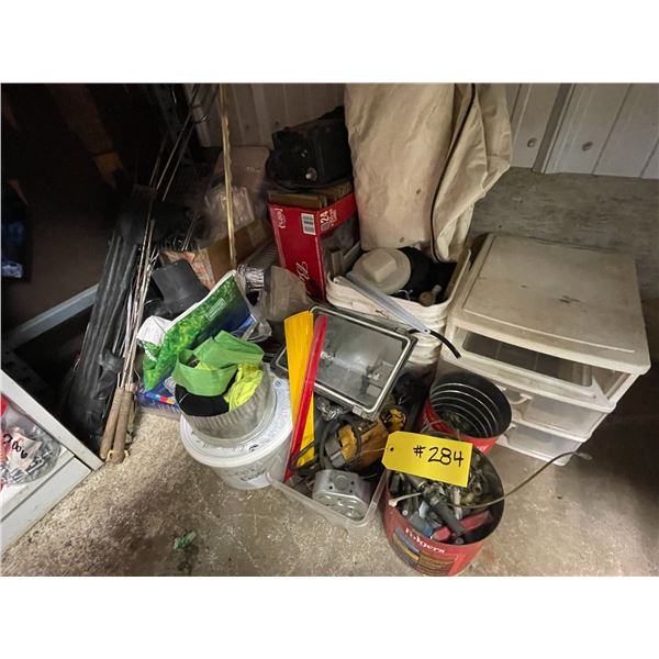 Misc. bolts, organizers, campfire sticks, door knobs