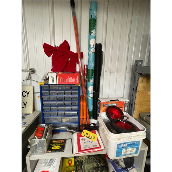 Shelf & misc. organizer, lights, pens