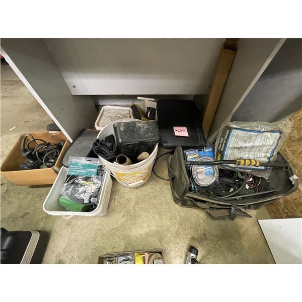 Misc. pails, drills, hose, clam's