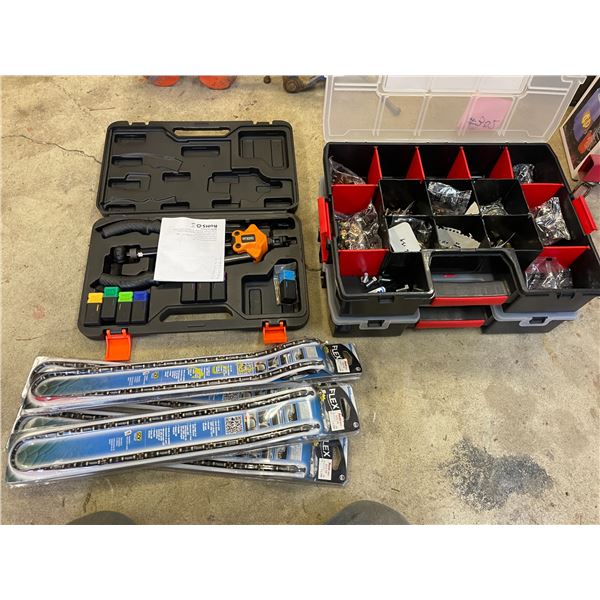 LED strip lights, 15 compartment organizer c/w contents