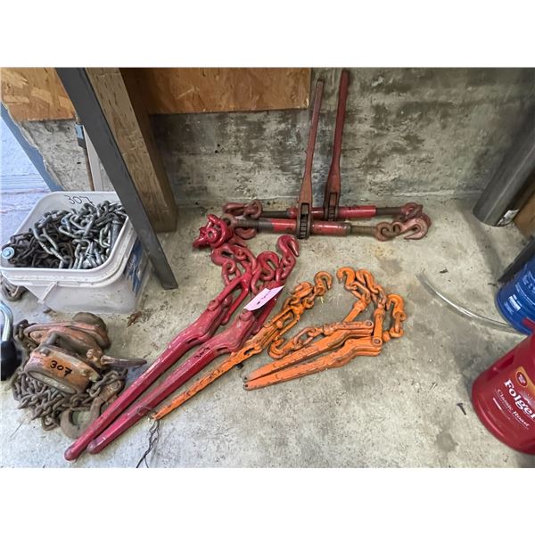 Chain boomers, misc. chain, trailer lock, chain hoist