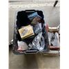 Image 1 : LARGE TOTE OF ASSORTED FILTERS, TRIMMER SETS, AUTOMOTIVE ITEMS ETC.