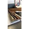 Image 3 : TOOL BOX AND SMALL TOTE WITH HAND TOOLS AND SAWS ETC.