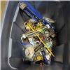 Image 2 : TOTE OF ASSORTED TOOLS AND BOSCH DRILL IN CASE