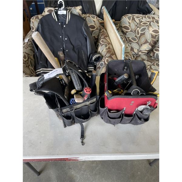 2 TOOL TOTES WITH ASSORTED HAND TOOLS