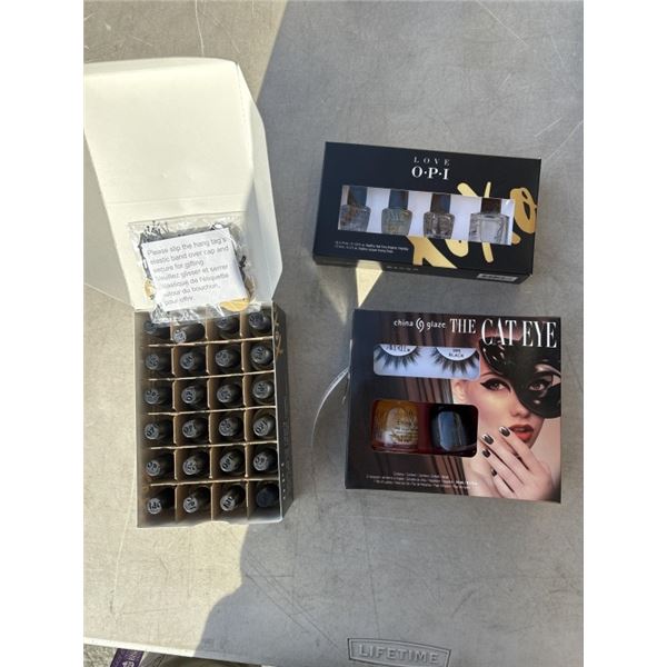 OPI LOVE NAIL KIT AND THE CAT EYE NAIL KIT BY CHINA GLAZE WITH RETAIL BOX OF NAIL STRENGTHENER