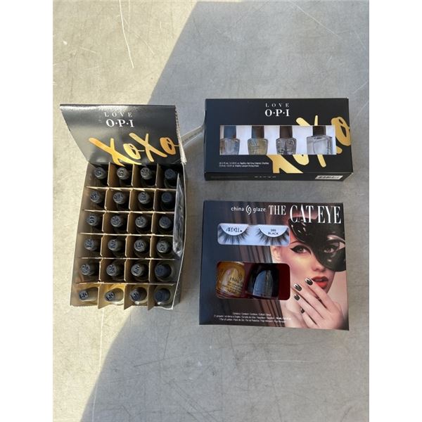 OPI LOVE NAIL KIT AND THE CAT EYE NAIL KIT BY CHINA GLAZE WITH RETAIL BOX OF NAIL STRENGTHENER
