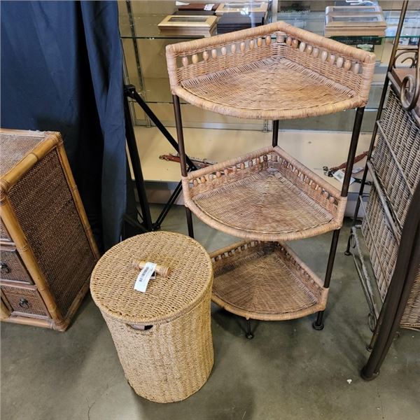 BASKET AND WICKER CORNER SHELF