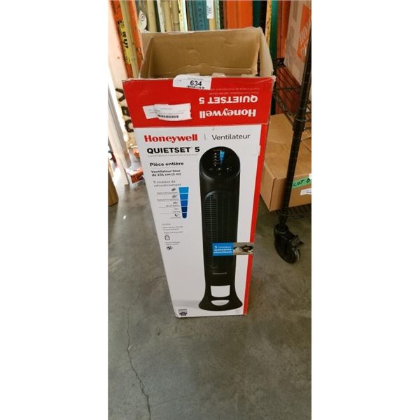 HONEYWELL QUIET SET 5 SPEED OSCILLATING TOWER FAN - TESTED WORKING, RETAIL $99