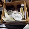 Image 1 : CHINTZ PLATE, HOLLAHOZA DISH AND LID, BELLEEK SAUCEBOAT AND 3 RUBY GLASSES