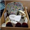 Image 3 : CHINTZ PLATE, HOLLAHOZA DISH AND LID, BELLEEK SAUCEBOAT AND 3 RUBY GLASSES